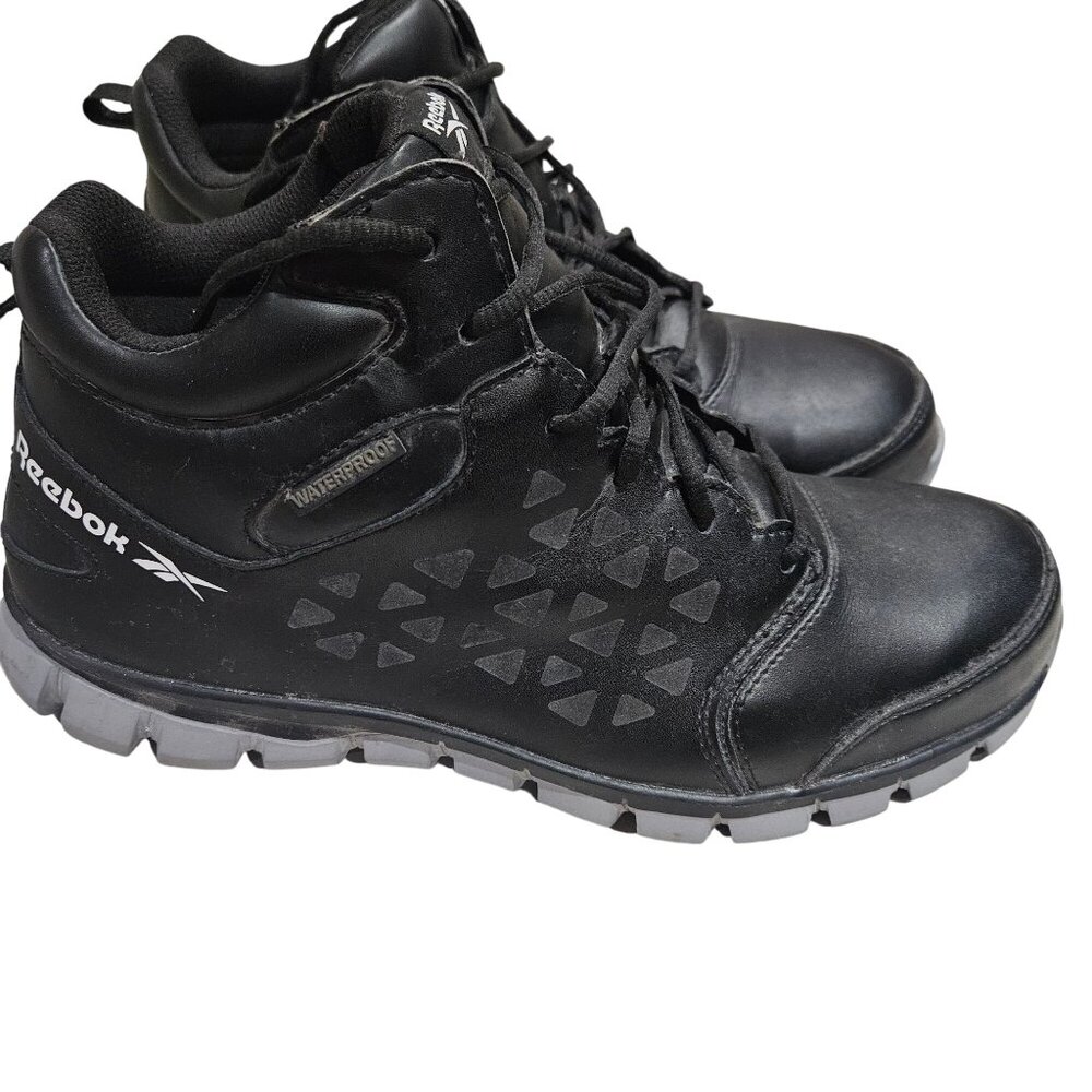 Reebok Mens 12M Waterproof Black Leather Work Boots - Picture 3 of 9